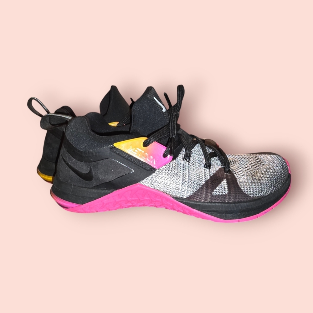 Nike Women's Black, Gray & Pink Athletic Shoes with Yellow Accent